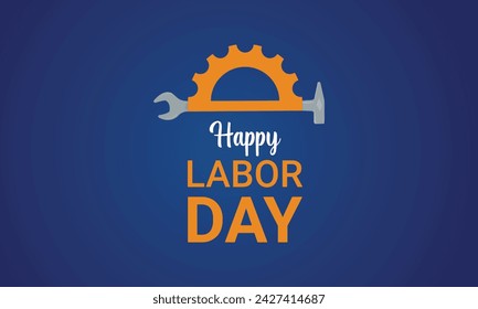 International Labour Day with wrench and hammer, happy labor day poster illustration.