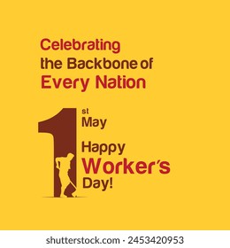 International Labour Day Yellow bg, May 1st. Social media post vector design template