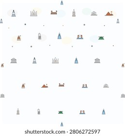International Landmark Seamless Vector Pattern