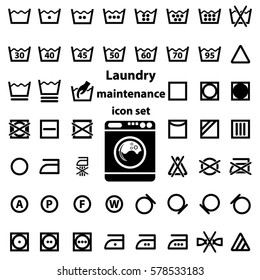 International Laundry Washing And Maintenance Instructions Icon Set