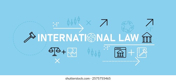 International law concept highlighting global law legal system human rights protection government policy and constitutional framework for social justice and policy governance