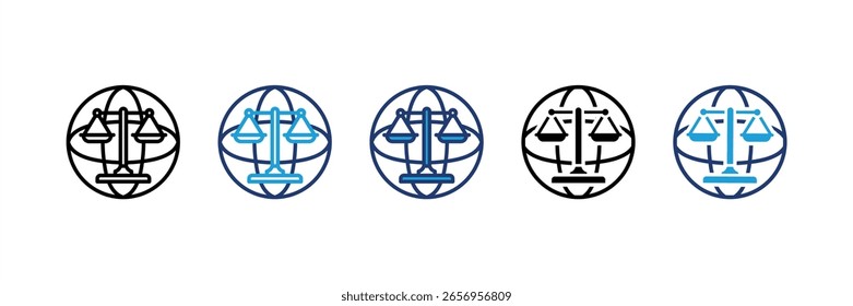 Conjunto de iconos de derecho internacional colección de estilo múltiple