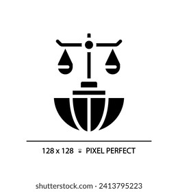 International law pixel perfect RGB color icon. Countries interaction regulation. Legal rules of states relationship. Silhouette symbol on white space. Solid pictogram. Vector isolated illustration