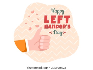 International Left Handers Day Celebration with her Left Hand Raised on the August in Cartoon Style Background Illustration