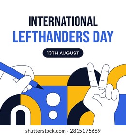 International Left Handers Day Flat Cartoon Illustration Social Media Background