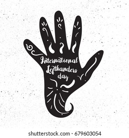 International Lefthanders Day Celebration Banner With Left Hand. Vector