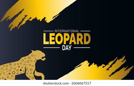International Leopard Day. Holiday concept. perfect for  blue Background Template, placard, Banners, Cards, Posters design template, Classic Social Media Post with text inscription.