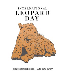 international leopard day vector illustration. leopard drawing line art. leopard vector illustration.