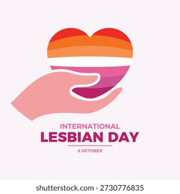 Internationaler Lesbentag - Vektorgrafik. Lesbische Stolz Fahne Hand, die Herz Ikone. LGBT-Liebessymbol. Vorlage für Hintergrund, Banner, Karte. 8. Oktober Wichtiger Tag