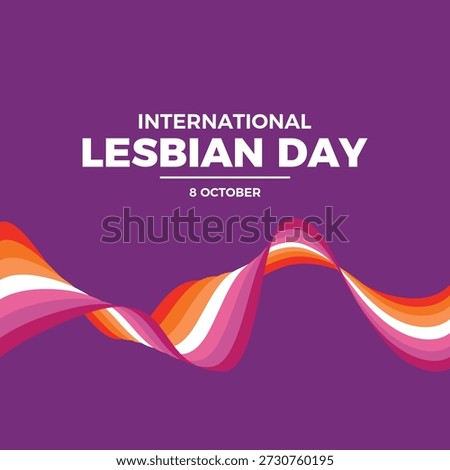 International Lesbian Day poster vector illustration. Lesbian flag line waves icon. Waving abstract Lesbian pride flag ribbon. Purple motion geometric shape. Template for background, banner, card. 8 October. Important day