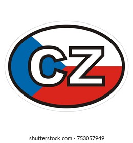 International license plate, flag of Czech republic, label for car, vector icon