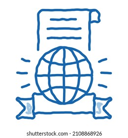 international license sketch icon vector. Hand drawn blue doodle line art international license sign. isolated symbol illustration