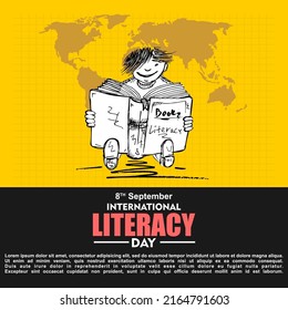 International Literacy day, 8 September, poster  and banner vector