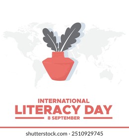 international literacy day, 8 September, literacy day greeting card, editable template, vector file, stock illustration, international literacy day social media post design, banner, poster.