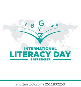 international literacy day, 8 September, literacy day greeting card, editable template, vector file, stock illustration, international literacy day social media post design, banner, poster.