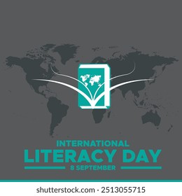 international literacy day, 8 September, literacy day greeting card, editable template, vector file, stock illustration, international literacy day social media post design, banner, poster.