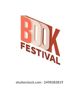 International Literacy Day, Book festival minimalist concept. Book Festival logo as a book cover. Stack of the books simple vector illustration.