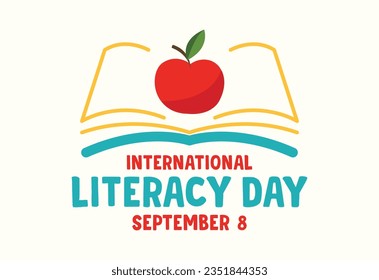 international literacy day with books, globe, ink, pen isolated on yellow background