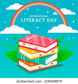International literacy day with books illustration
