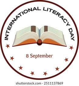 International literacy day with color book vector