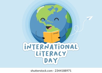 International Literacy Day Concept. Template for background, poster, banner, and etc. Flat vector illustration