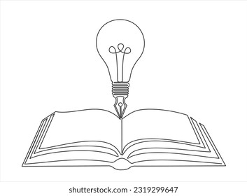 International literacy day. Continuous one line art for congratulation cards, banners and flyers. International literacy day. concept. Vector illustration.