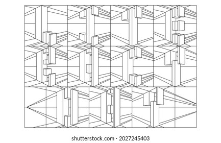 International Literacy Day. Fun coloring pages for adults  Grid pattern of letters in the form of 3-dimensional perspective cubes arranged into text ‘International Literacy Day’. EPS8.