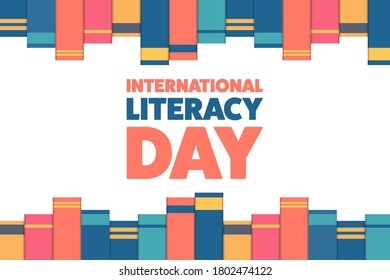 International Literacy Day. Holiday concept. Template for background, banner, card, poster with text inscription. Vector EPS10 illustration