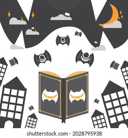 international literacy day illustration. scary book illustration design concept