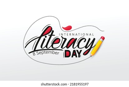 International Literacy Day On Yellow, Grey Background