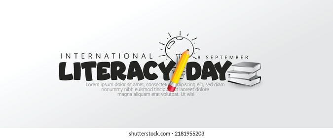 International Literacy Day On Yellow, Grey Background