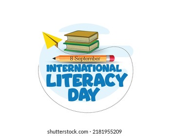 international literacy day on yellow, grey background