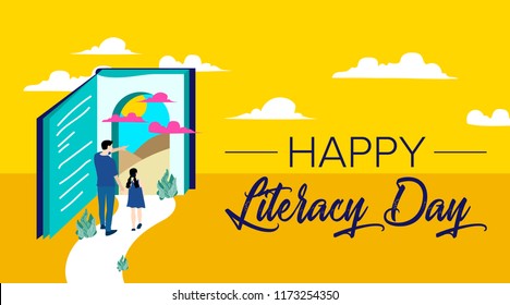 International Literacy Day poster. Education concept vector illustration.