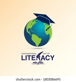 International Literacy Day Poster. Education Concept Vector Illustration