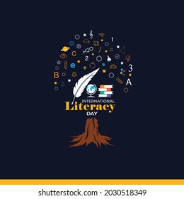 International Literacy Day poster. Education concept vector illustration