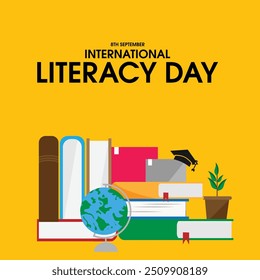 Poster zum Internationalen Tag der Alphabetisierung, Vektorgrafik zum Tag der Alphabetisierung, Tag der Bücher, Tag der Bildung