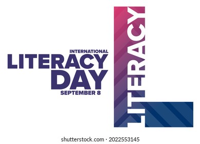 International Literacy Day. September 8. Holiday concept. Template for background, banner, card, poster with text inscription. Vector EPS10 illustration