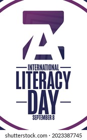International Literacy Day. September 8. Holiday concept. Template for background, banner, card, poster with text inscription. Vector EPS10 illustration