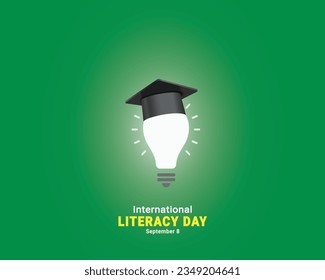 International Literacy Day September 8  bulb light concept Vector illustration with education.