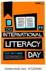 International Literacy Day September 8 (Flat Style Vector Illustration Quote Poster Design)