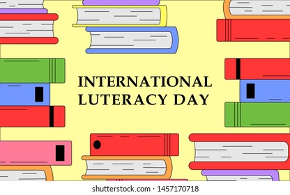 International literacy day vector concept in flat style with space for text. Banner for design and web 