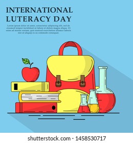 International literacy day vector concept in flat style with space for text. Banner for design and web 