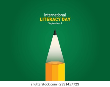 International Literacy Day Vector illustration of open book with alphabet letters and earth. Children education background or learning event concept.