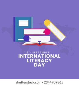 International literacy day vector illustration, celebrated on September 8th. Vector greeting poster design