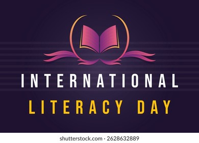International Literacy Day Vector Illustration with Open Book Logo and Education Theme