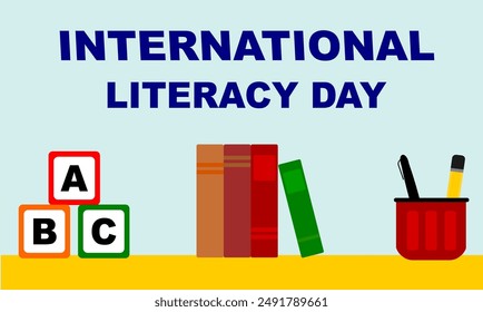 international literacy day or world literacy day background editable vector