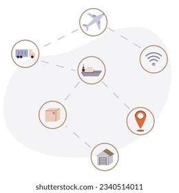 International logistic. Global delivery export. Vector. Timely worldwide shipping is heavily reliant on effective international logistics Cargo delivery timelines heavily depend on efficient global