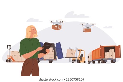 International logistic. Global delivery export. Vector. International logistics drive backbone global trade Cargo delivery services are fundamental in business operations Export and import shipping