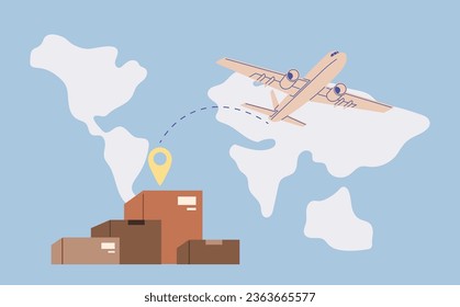 International logistic. Global delivery export. Vector. Cargo delivery methods have evolved with advancements in export and import shipping Global logistics have significant impact on timelines supply