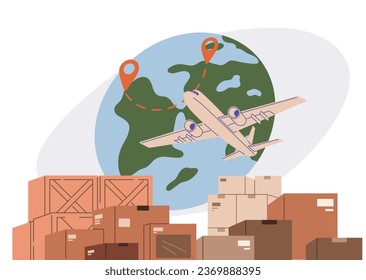 International logistic. Global delivery export. Vector. The latest advancements in global logistics enhance efficiency supply delivery chain management The speed inventory delivery is improved